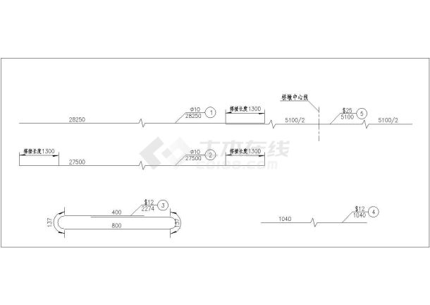 现浇湿接缝钢筋构造25度大样图-图二