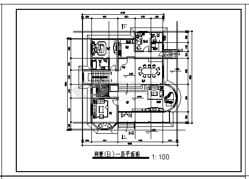 某二层B型别墅建筑施工cad图，共六张-图二