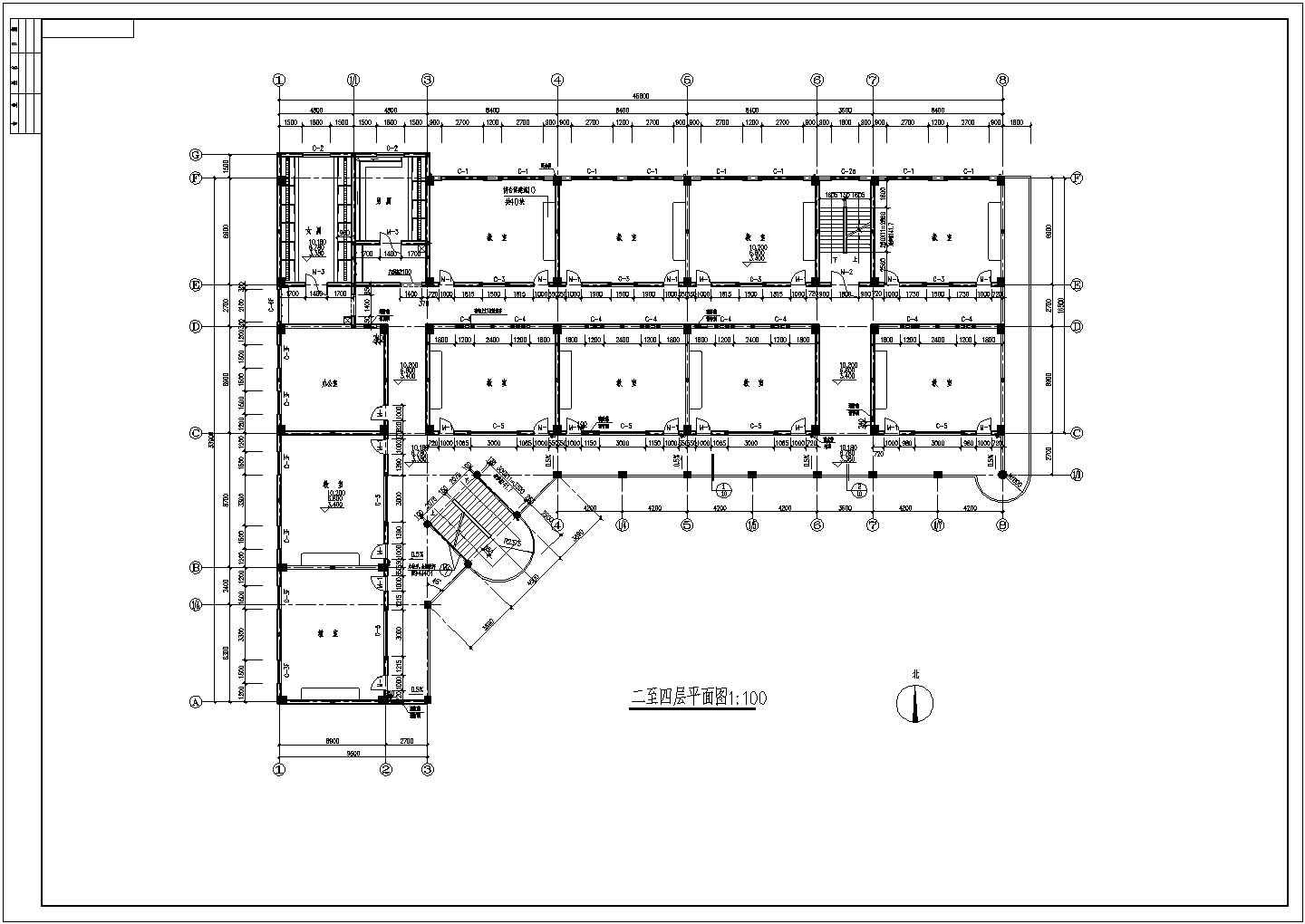 某中学教学楼全套CAD建筑设计施工完整图