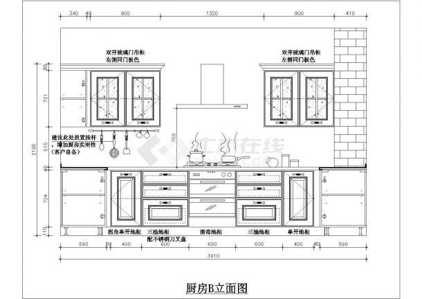  Plan and elevation of kitchen cabinet in a community - Figure 2