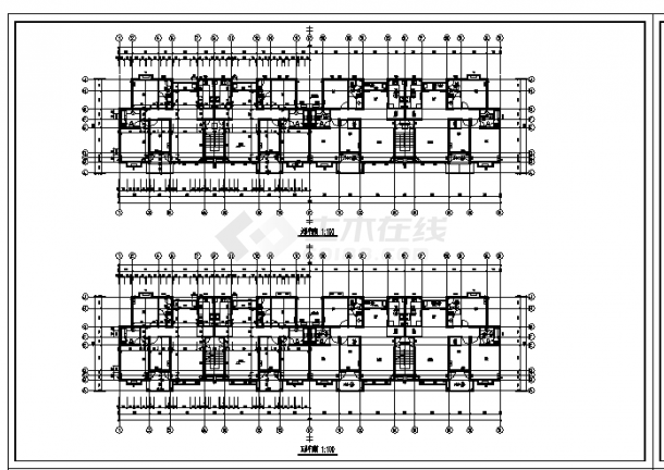 3091平方米某六层带半地下室住宅楼建筑施工cad图，共十一张-图二