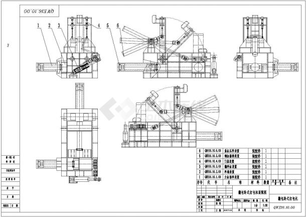 典型160吨打包机设计cad详细装配图（标注详细）-图一
