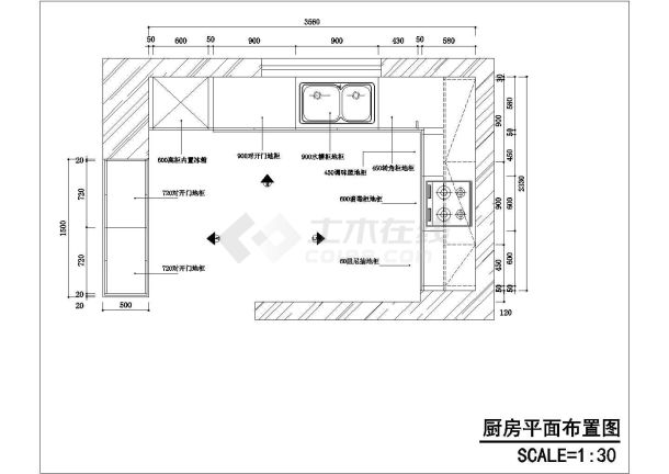 某住宅特色橱柜CAD参考详图-图一