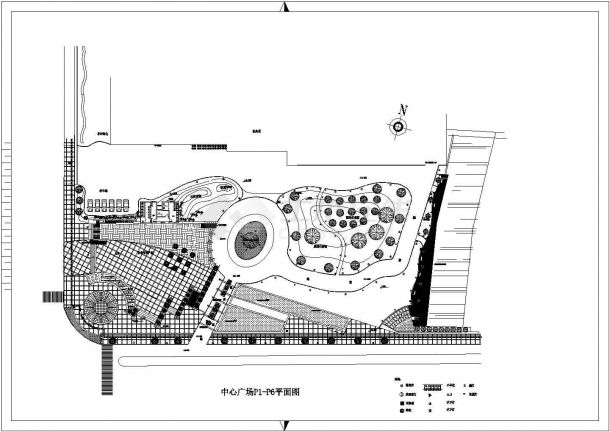 深圳某著名中心广场CAD景观设计施工平面图-图一