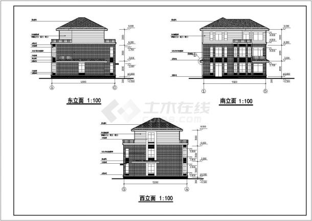 公寓设计_三层公寓楼建筑施工CAD图-图二