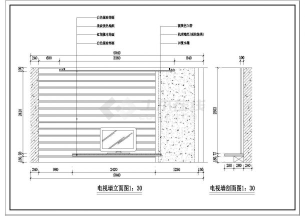 某三层砖混结构私人别墅室内装饰设计cad全套施工图（标注详细）-图一