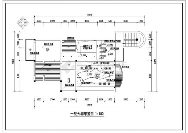 某三层砖混结构私人别墅室内装饰设计cad全套施工图（标注详细）-图二