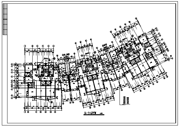 某十八层住宅楼建筑施工cad图(含平立面图，共四张)-图二