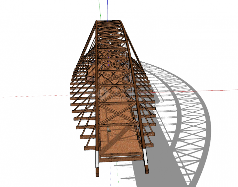 超大现代木制景区桥梁su模型-图二
