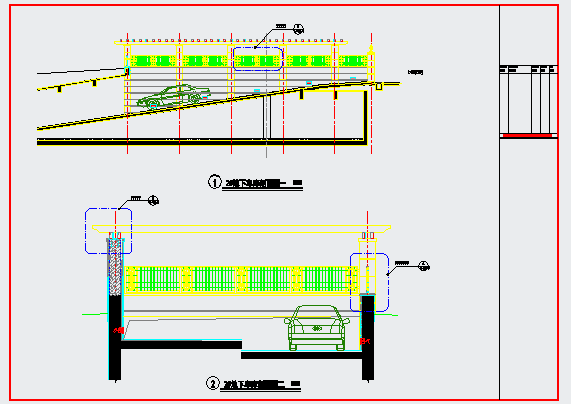 某商场3种小区地下车库出入口CAD设计施工图