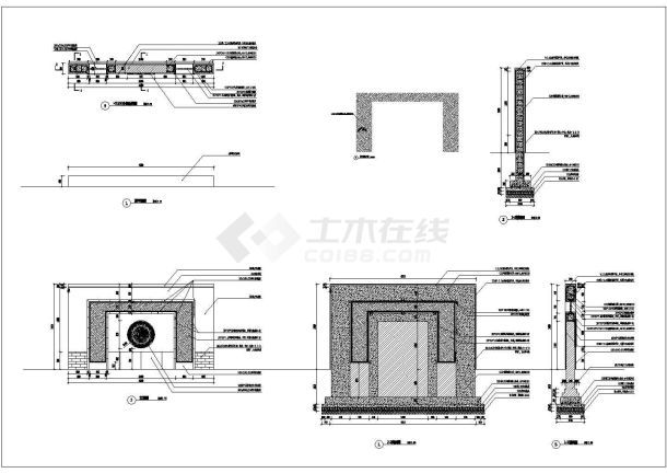 新中式对景墙照壁迎门墙施工图详图-图一