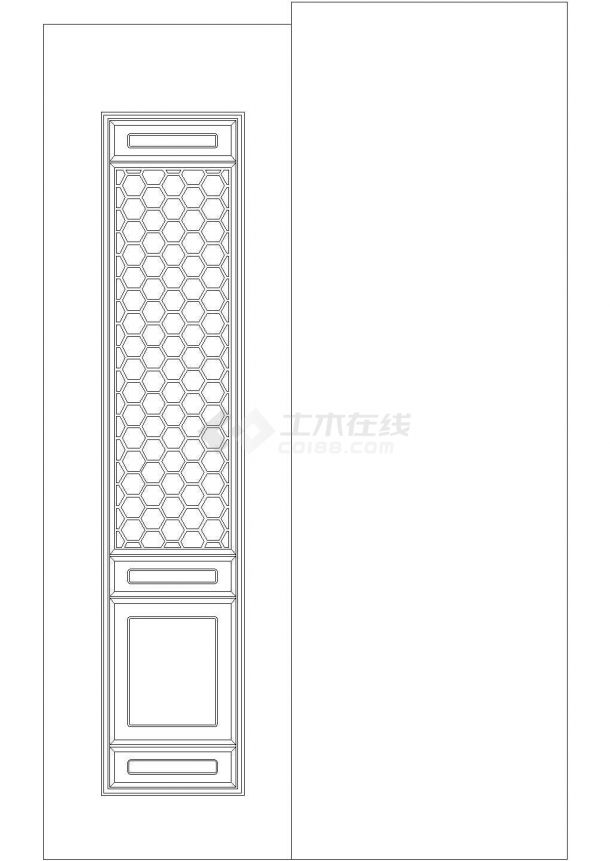 某现代标准型中式门装修样式详细设计施工CAD图纸-图二