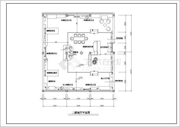 某现代标准型一套展示厅室内装修方案详细设计施工CAD图纸-图二