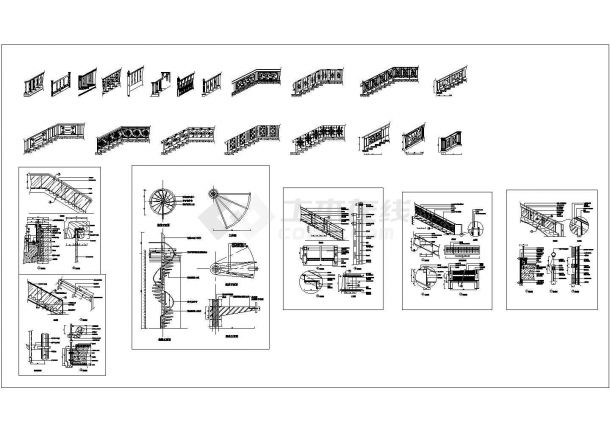 某现代标准型旋转楼梯大样节点装修方案详细设计施工CAD图纸-图一