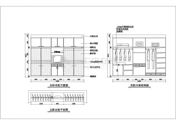 某现代标准型玄关文件柜鞋柜装修方案详细设计施工CAD图纸-图二