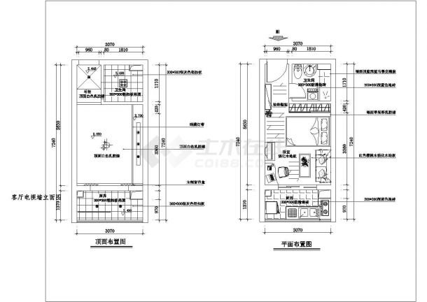 某现代标准型小户型房装修方案详细设计施工CAD图纸-图二