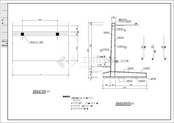 某标准型围墙建筑方案详细设计施工CAD图纸-图二