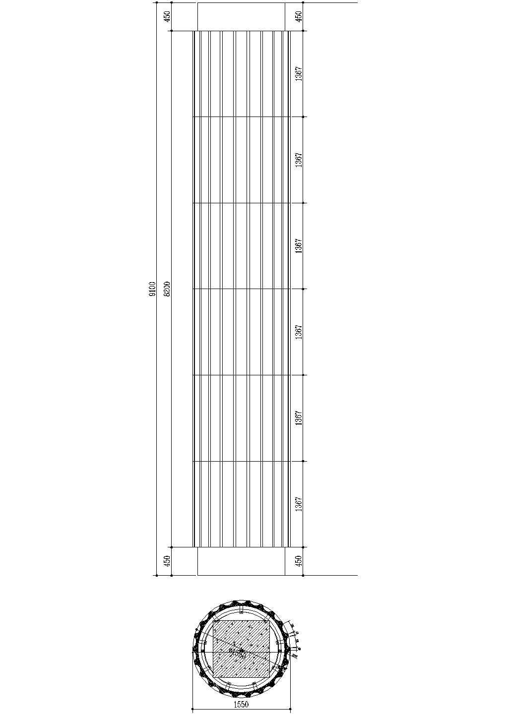 某标准型瓦楞大理石包圆柱详细方案设计施工CAD图纸