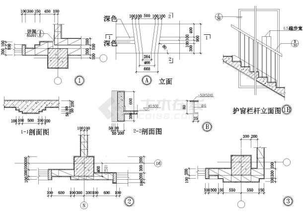 苏州某高档园林内部墙身楼梯护窗栏杆建筑设计CAD施工图-图二