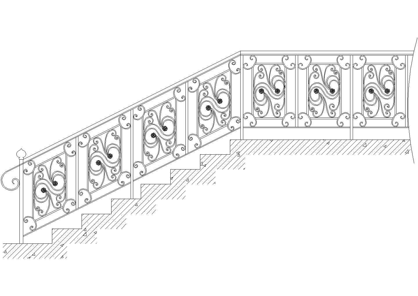 沈阳市某街道高档饭店内部楼梯栏杆建筑设计CAD施工图