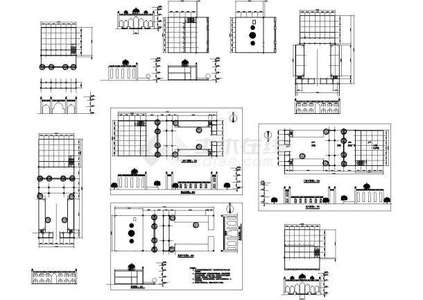 某地区标准型清真寺建筑详细设计方案施工CAD图纸-图一