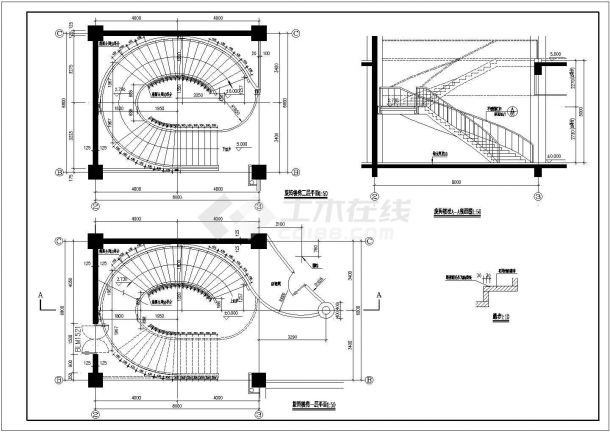 某地区标准型椭圆楼梯装修详细设计方案施工CAD图纸-图一
