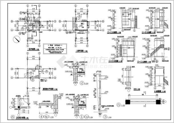 某地区标准型门卫建筑装修详细设计方案施工CAD图纸-图一