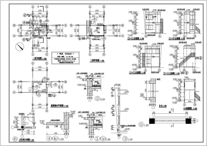 某地区标准型门卫建筑装修详细设计方案施工CAD图纸_图1