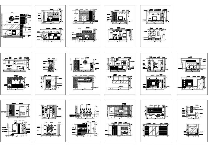 某现代标准型酒店客厅装修详细设计方案施工CAD图纸_图1