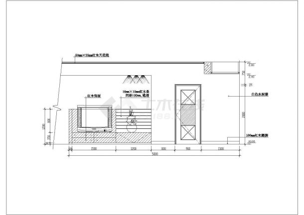 某现代标准型酒楼客厅装修详细设计方案施工CAD图纸-图二