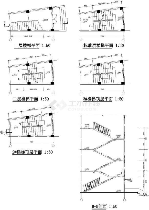 莆田市某村镇4层高档私人住宅楼楼梯建筑设计CAD施工图-图一