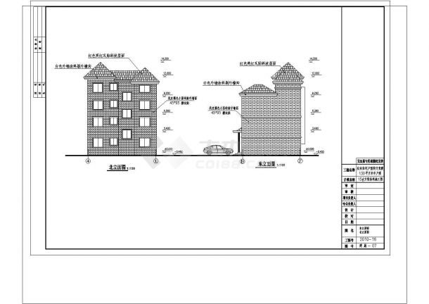 淳安县某农村四层砖混结构住宅楼全套方案设计施工图（含建筑、结构、水、电）-图一