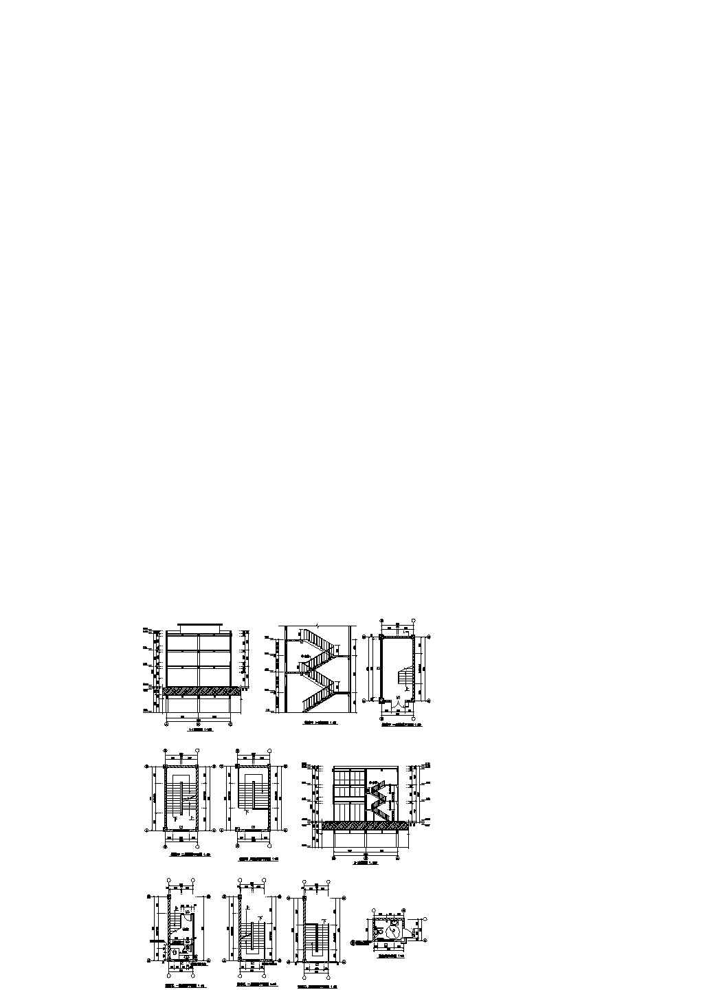 佛山市某大型3层武馆内部楼梯建筑设计CAD施工图