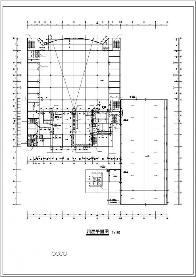 某四层学校食堂建筑施工cad图，共九张_图1