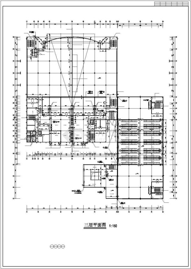某四层学校食堂建筑施工cad图，共九张-图二