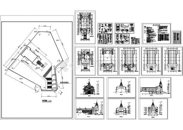 某现代标准型基督教会建筑工程详细设计方案施工CAD图纸-图一
