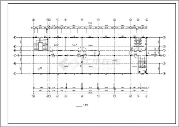【甘肃】4层办公楼建筑设计平面图-图二