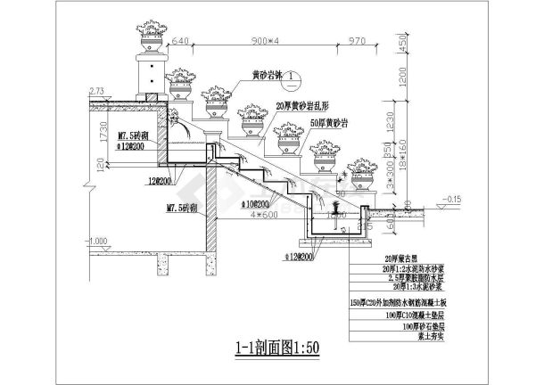 某现代标准型跌水景观大样详细设计施工CAD图集-图二