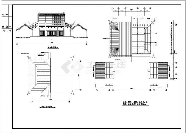 某财神殿建筑大样详细设计施工CAD图纸-图二