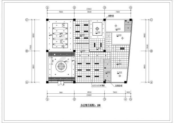 某标准型现代办公室精装修装饰详细设计施工CAD图纸-图二