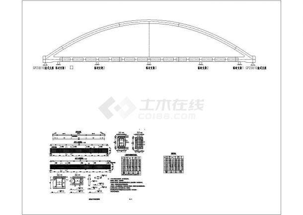 某主桥下承式混凝土系杆拱桥全长327.18m主桥系杆中段普通钢筋CAD构造-图一