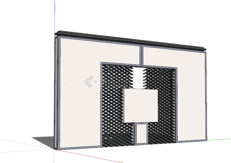 灰黑镂空中式组件景墙照壁su模型-图一