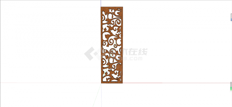中式组件花纹镂空屏风隔断su模型-图二