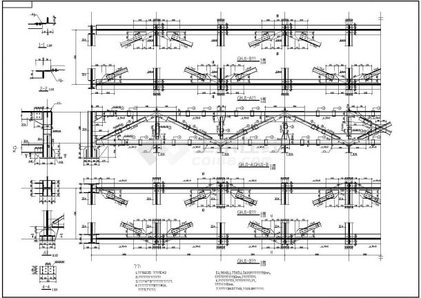 某28米跨钢结构桁架CAD设计施工完整图纸-图二
