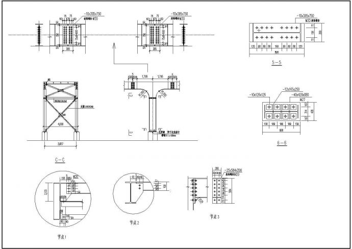 南通某天桥CAD设计施工图纸（钢结构桁架）_图1