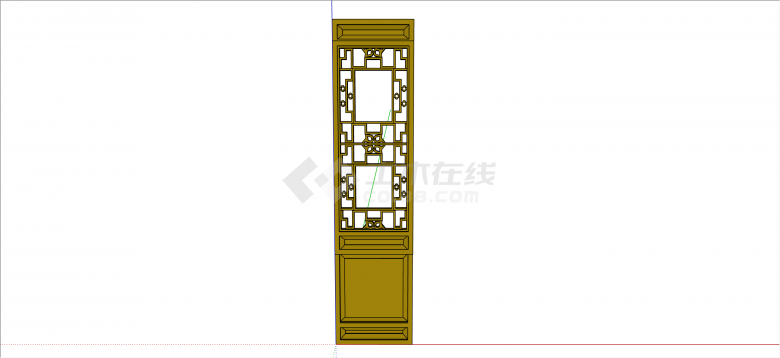 中式木质经典组件门su模型-图一