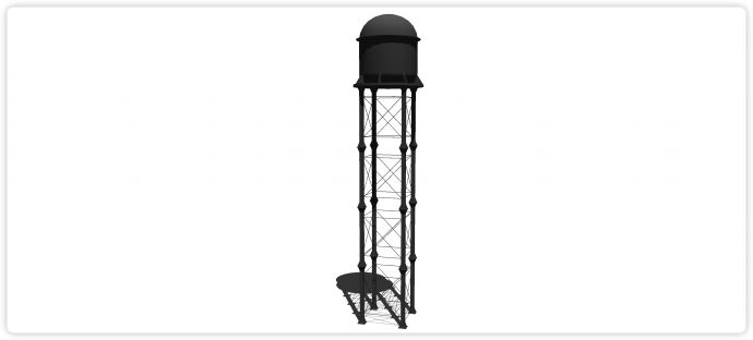 黑色圆顶工业水塔水柜水箱高塔su模型_图1