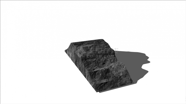 黑色带灰色花纹的切面平整的条石置石景石su模型-图二