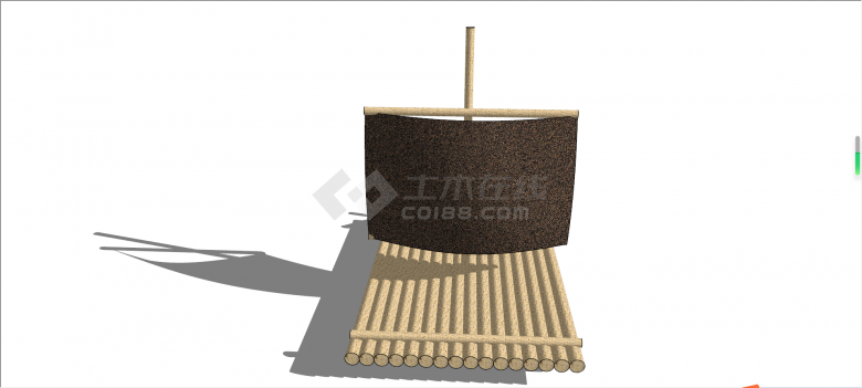 带船帆船桨的木质船su模型-图二