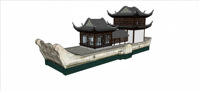 中式古典豪华景区船su模型_图1